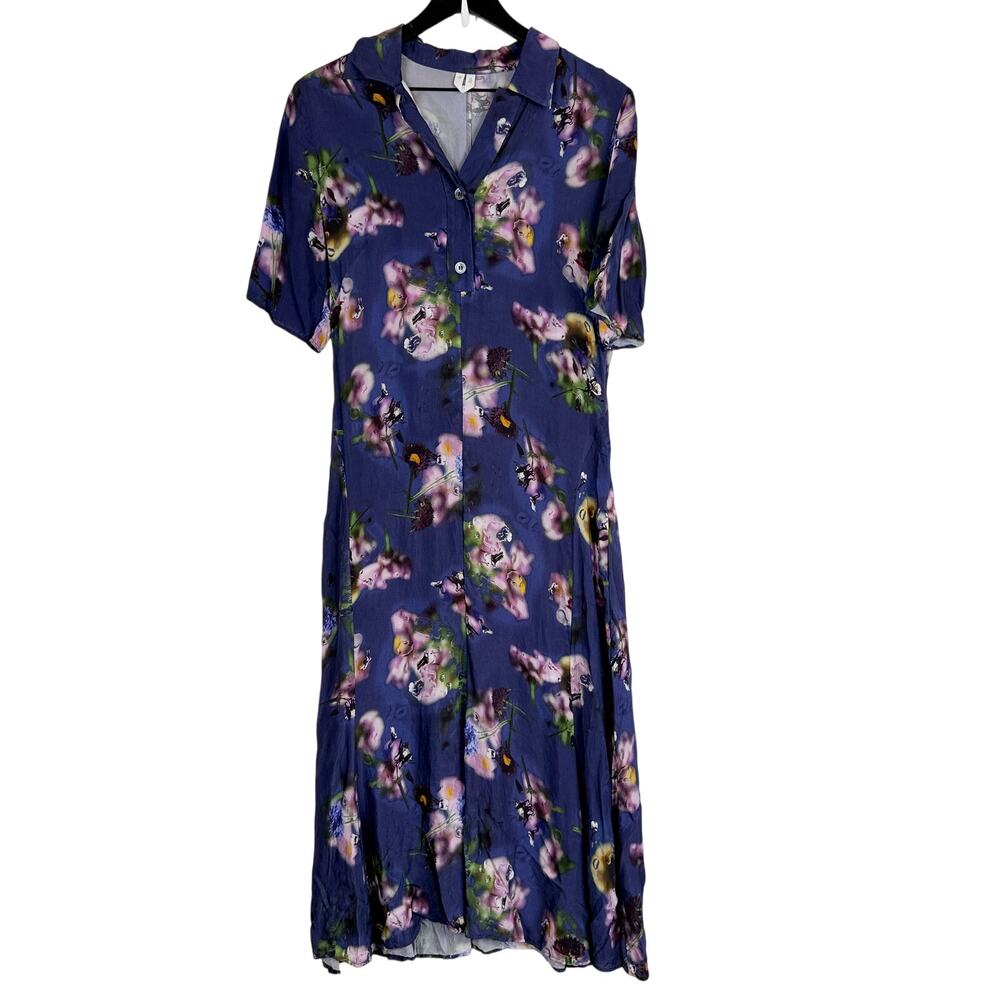ARKET Slow Flowers Printed Dress Midi Purple Blue - Eur 38 (US 6)